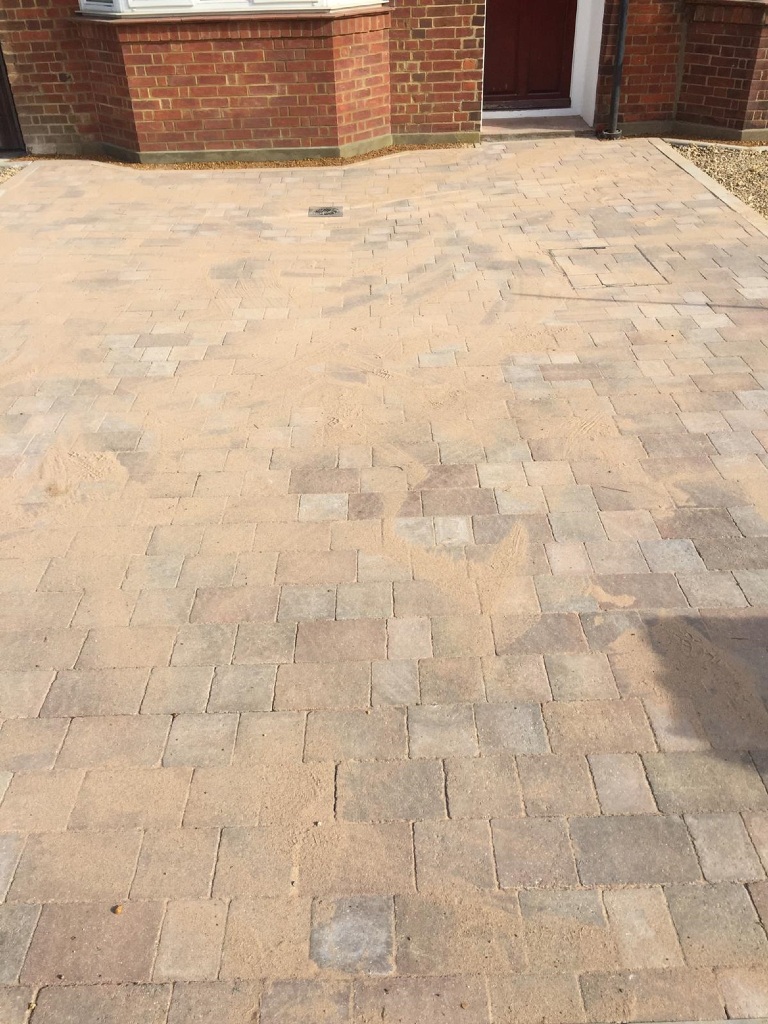 Domestic hard landscaping block paved driveway