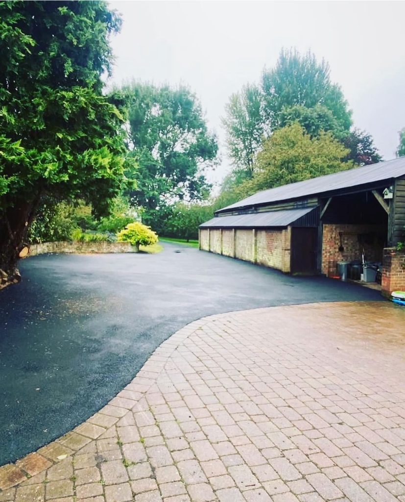 Tarmac and block paving driveway at a country residence